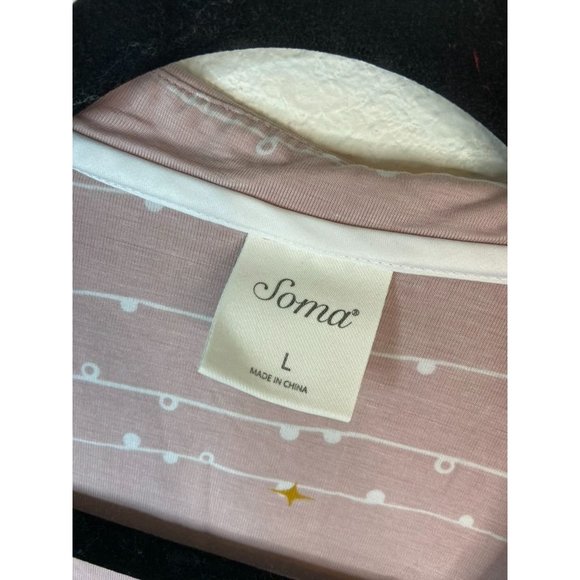 Soma‎ women's large pink striped long sleeve pajama button up shirt loungewear - Picture 2 of 5